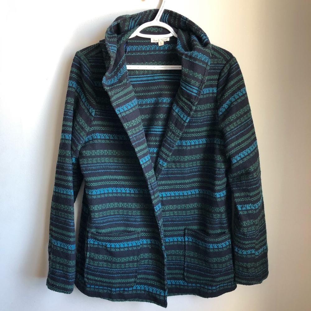 Hem & Thread Striped Blue and Black Jacket